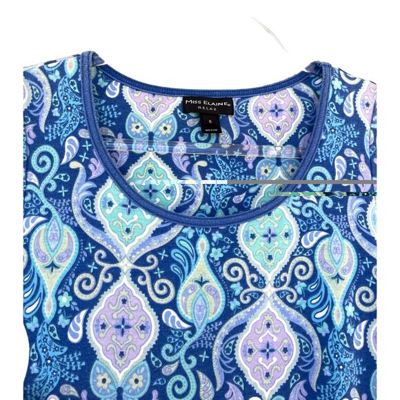 Miss Elaine Relax Paisley Nightgown Housedress Women’s Size Small Pockets Lounge - Picture 2 of 8